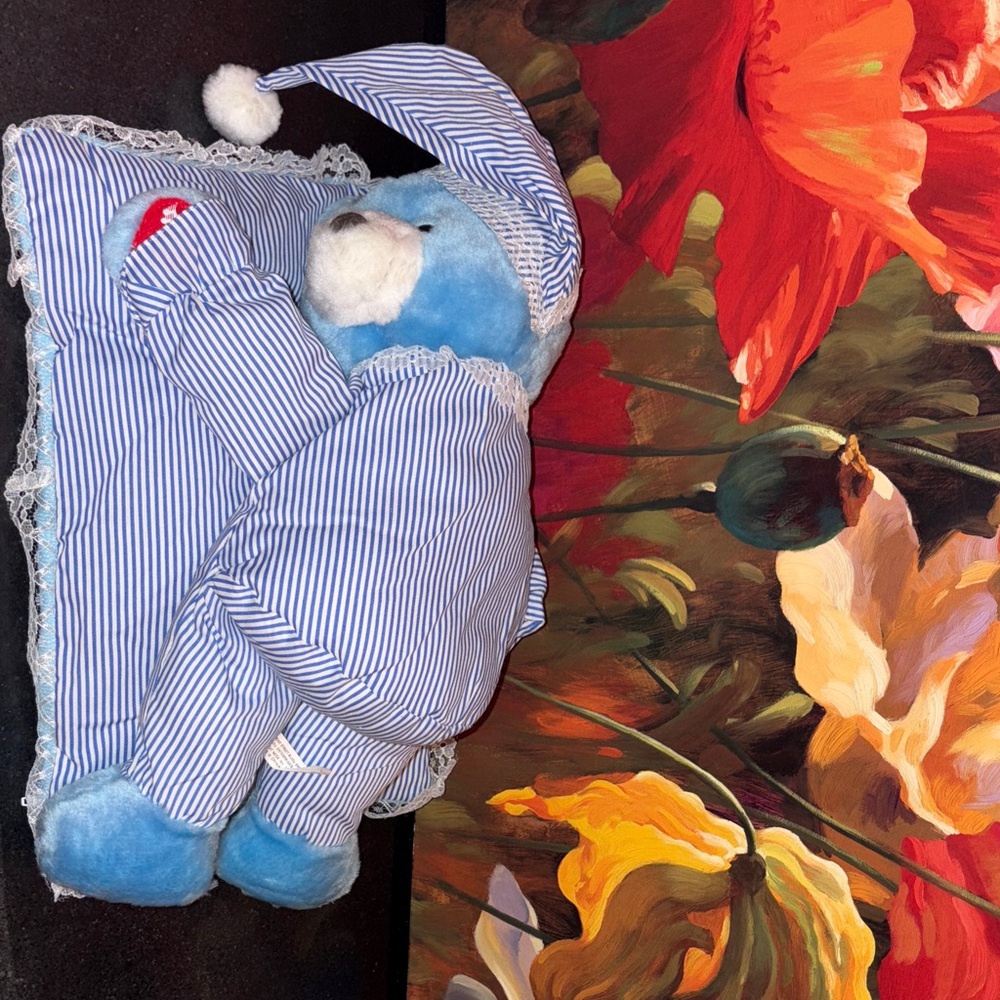 NWOT Striped Pajama Bear with Pillow/ secret diary / money 💰 pocket